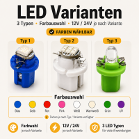 B8.5d/BAX10D LED Tacho-/Cockpitbeleuchtung 12V/24V...