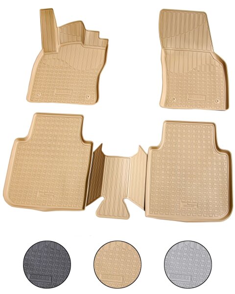 3D Gummi Fussmatten für VW Tiguan Allspace | ab BJ 2017> | beige mit Rand