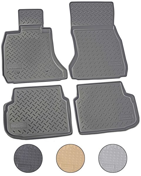 Gummi Fussmatten für BMW 7er F01 KURZ | BJ 2008-2015 | passgenau + Rand