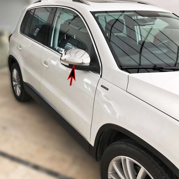 Edelstahl Chrom Spiegelkappen Set für VW Tiguan Yeti Sharan II Alhambra II Auto