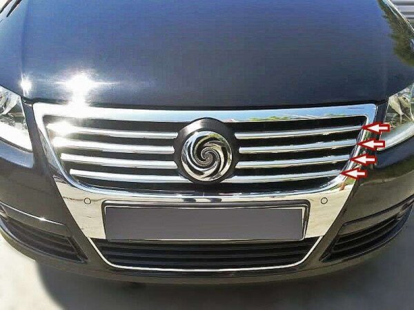 Edelstahl Kühlergrill Leisten chrom für VW PASSAT 3C, B6 | 2005-2010 | 8-tlg SET