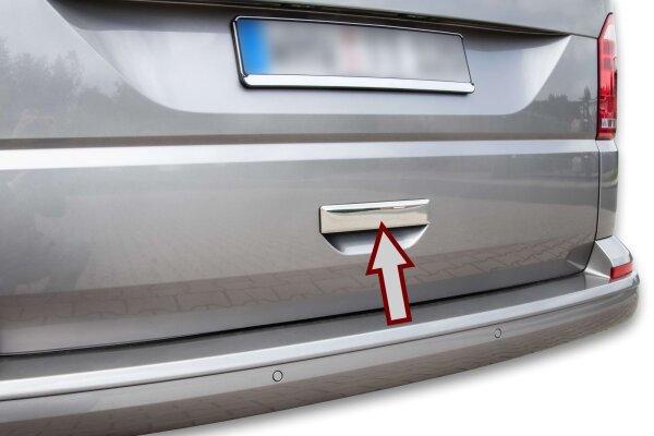 Chrom Tür Griff Heckklappe Kofferraum Öffner Blende V2A für VW T6 Transporter