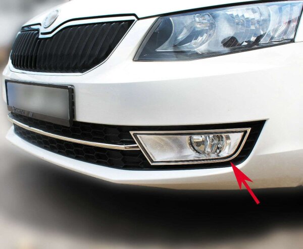 EDELSTAHL NEBELSCHEINWERFER UMRANDUNG CHROM für SKODA OCTAVIA III | BJ 2013-2016