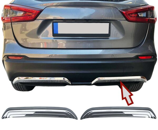 Edelstahl poliert Auspuff Attrappen für NISSAN QASHQAI II Facelift | ab Bj 2017-