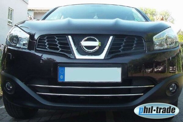 Chrom Grill Leisten Stoßstange vorne Edelstahl für Nissan Qashqai (+2) 2010>2013