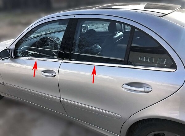 Edelstahl Fensterleisten Chrom für MERCEDES E-KLASSE W211 | 2002-2009 | 4tlg Set