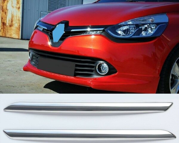 Chrom Kühler Grill Leisten V2A Einsätze für Renault Clio IV Phase I 2012-2016