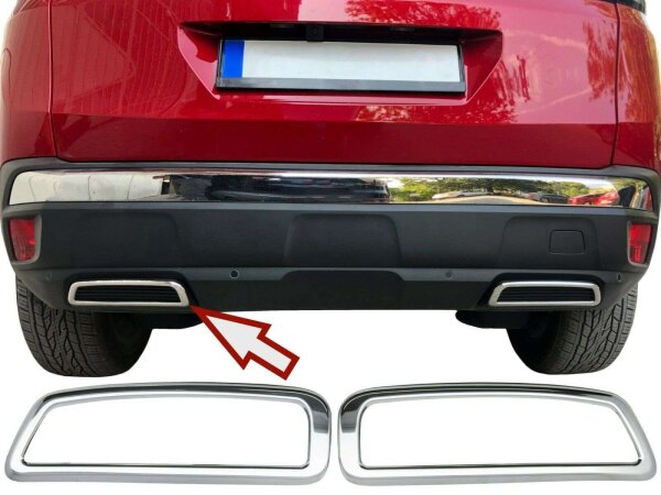 Edelstahl Auspuff Attrappen Chrom Rahmen für PEUGEOT 3008 II | BJ ab 2016-