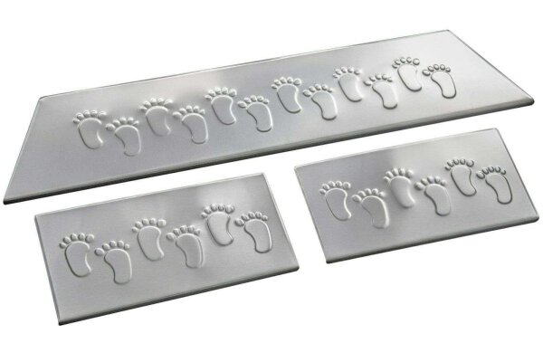 EINSTIEGSLEISTEN für VW T5 und VW T6 | EDELSTAHL MATT "Fußabdruck" | ab BJ 2003-