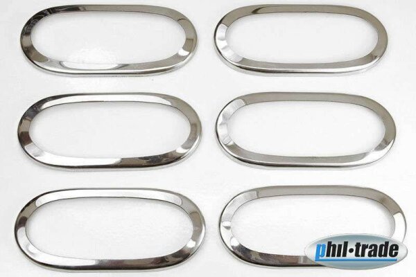 6 Edelstahl Chrom Begrenzungsleuchten Rahmen für MB Sprinter W906 und VW Crafter