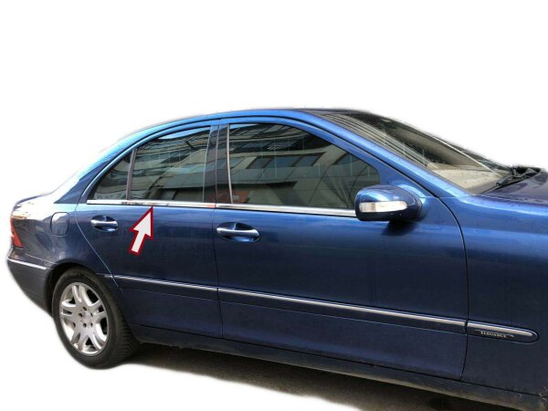 Edelstahl Fensterleisten Chrom für MERCEDES C-KLASSE W203 | 2000-2007 | 4tlg Set