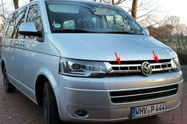 Edelstahl chrom Kühler Grill Abdeckung Blende 2tg für VW T5 Facelift 2009-2015