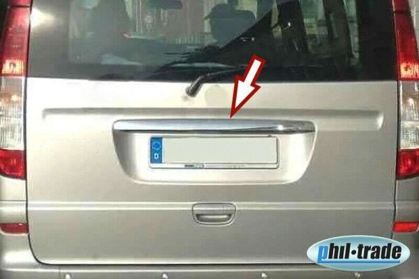 Für MERCEDES VITO, VIANO W639, EDELSTAHL ZIERBLENDE über KENNZEICHEN KOFFERRAUM