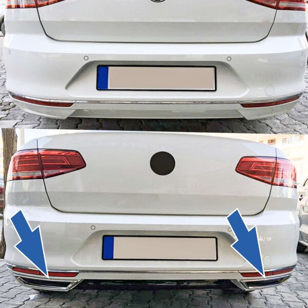 Edelstahl Auspuff Atrappen passend für Passat B8, 3G | LIMOUSINE + VARIANT | 2014-2019