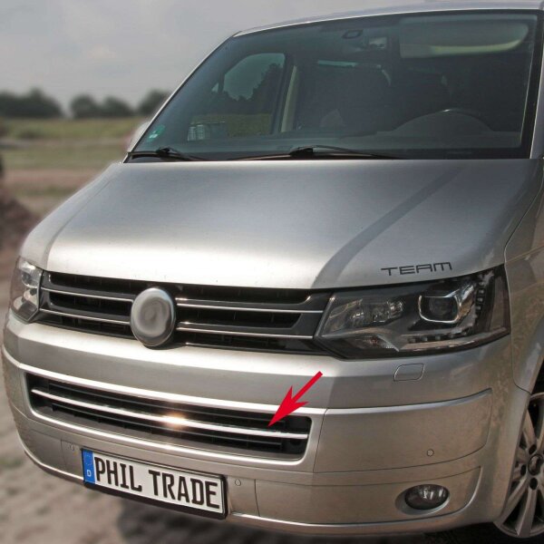 Edelstahl chrom Grill Leiste Stoßstange vorne für VW T5 Facelift | BJ 2009-2015