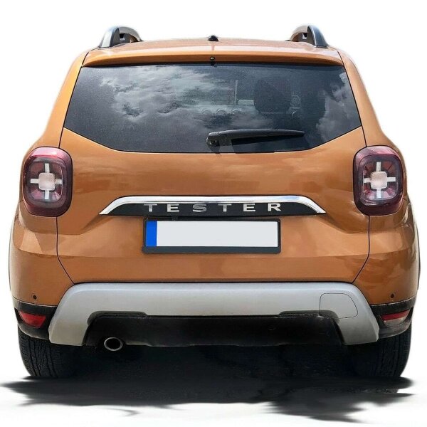 EDELSTAHL KOFFERRAUMLEISTE CHROM über KENNZEICHEN für DACIA DUSTER II | ab 2018-