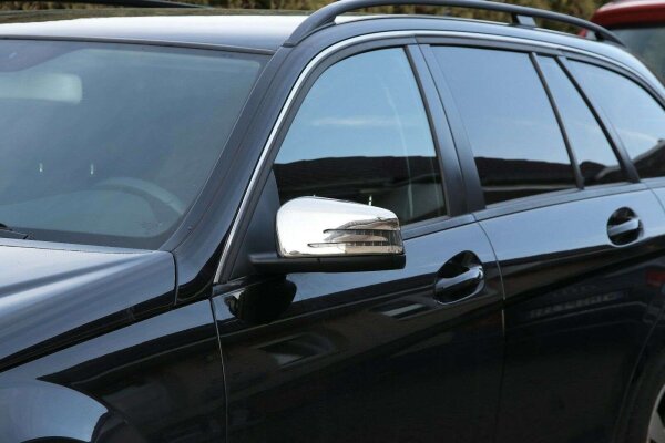 EDELSTAHL SPIEGELKAPPEN CHROM für MERCEDES W212 S212 C207 A207 W221 E + S KLASSE
