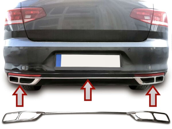 EDELSTAHL AUSPUFF BLENDEN für VW Passat B8 Facelift Limo + Variant | ab 2019>
