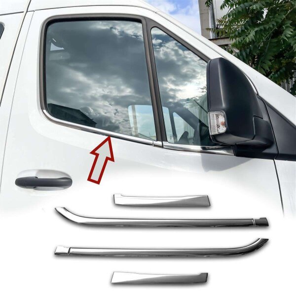 Edelstahl Fensterleisten Chrom für MERCEDES Sprinter | Typ W907 | BJ ab 2018>
