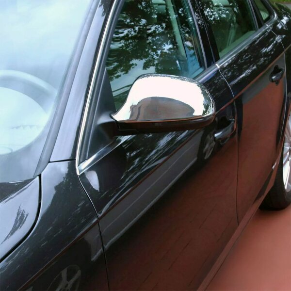 Recambo Edelstahl Spiegel Kappen Chrom kompatibel für Audi A4 Limo + Avant | Typ 8K | BJ 2007-2010