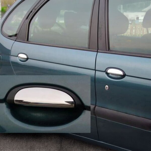 Recambo Chrom Türgriffe Edelstahl Kappen kompatibel für Renault Clio II | BJ 1998 - 2005