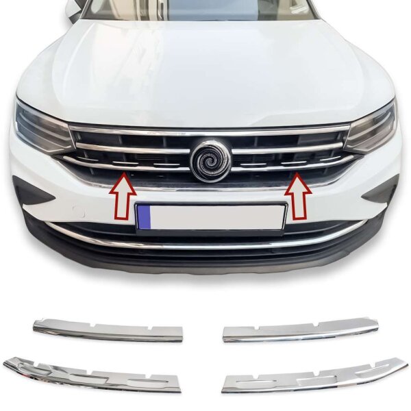 Edelstahl Kühlergrill Leisten chrom für VW Tiguan II + Allspace Facelift | BJ ab 2020>