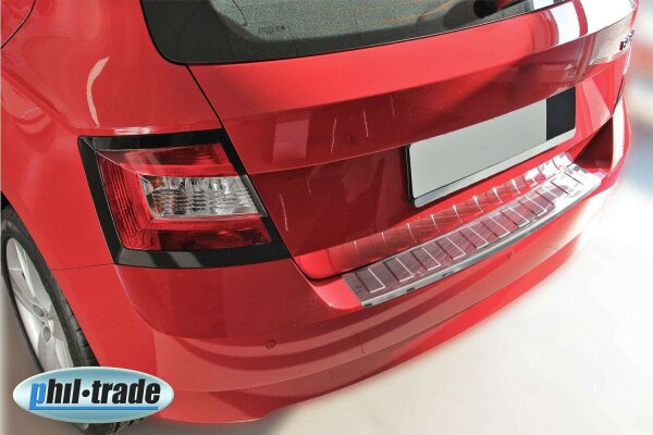 Ladekantenschutz Edelstahl | CHROM - MATT | für SKODA FABIA III | ab 2014  | mit Abkantung