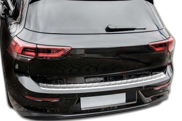 Ladekantenschutz Edelstahl | CHROM - MATT | für VW GOLF 8 SCHRÄGHECK | ab 2020 | mit Abkantung