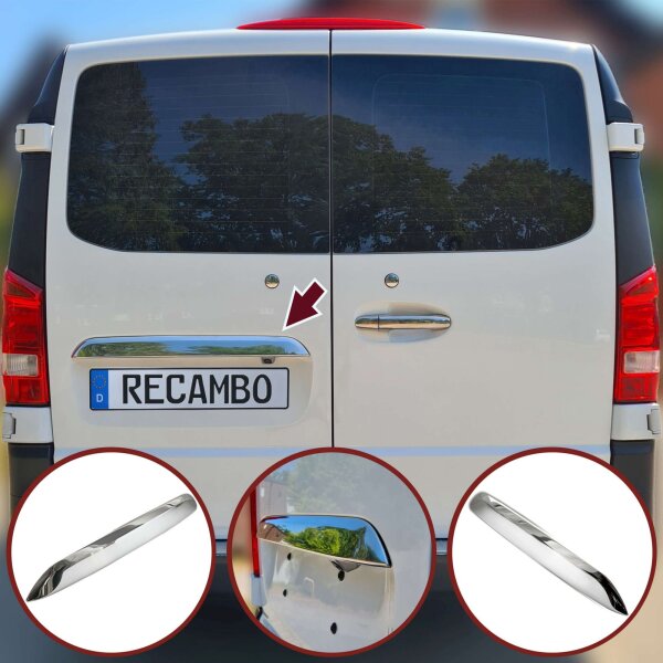 Edelstahl Chrom Kofferraumleiste über Kennzeichen passend für Mercedes Vito | W447 | ab BJ 2014 | Flügeltüren