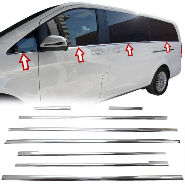 Edelstahl Fensterleisten passend für MB V-Klasse Vito lange Version | W447 | ab 2014> | eine Schiebetür