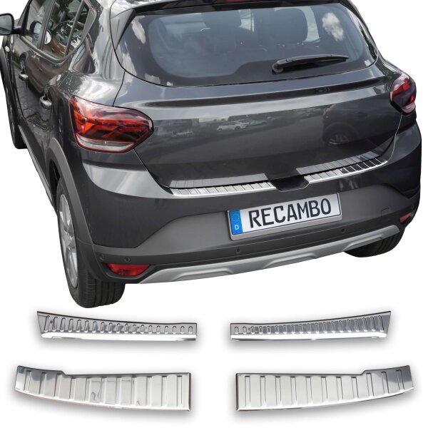 Ladekantenschutz Edelstahl innen + außen | CHROM - MATT | passend für Dacia Sandero III | DJF | BJ ab 2021> (2676+2677)