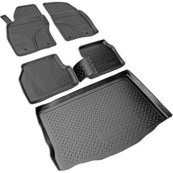 Fußmatten & Kofferraumwanne Set passend für  Ford Focus II Schrägheck 2005-2010