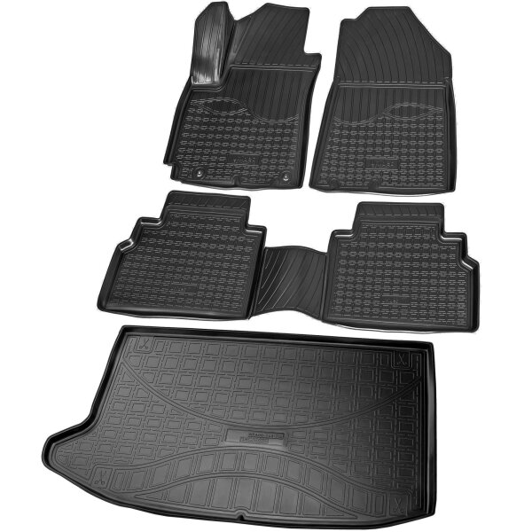 Fußmatten & Kofferraumwanne Set passend für  Kia Soul III | Typ SK3 | ab 04.2019 | mit Subwoofer