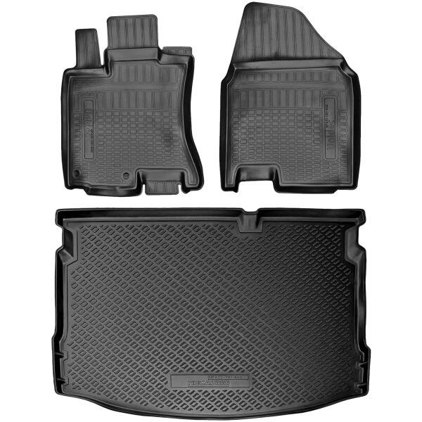 Fußmatten & Kofferraumwanne Set passend für  Qashqai J10 | 2007-2013 | mit Notrad oder Pannenkit