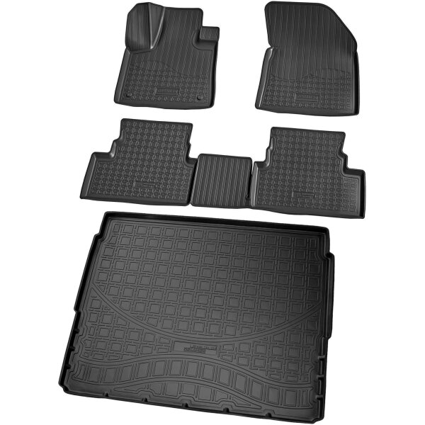 Fußmatten & Kofferraumwanne Set passend für  Peugeot 3008 II, oberer Laderaumboden | ab 2016>