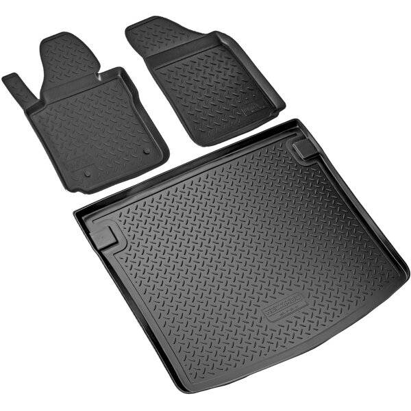 Fußmatten & Kofferraumwanne Set passend für  VW Caddy III, Caddy IV | ab 2003> | zwei Schiebetüren