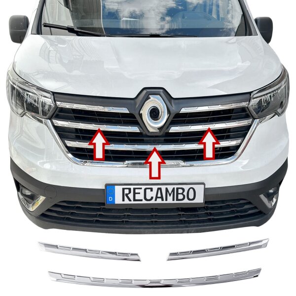 Edelstahl Grill Leisten chrom passend für Renault Trafic | ab BJ 2021 | Facelift